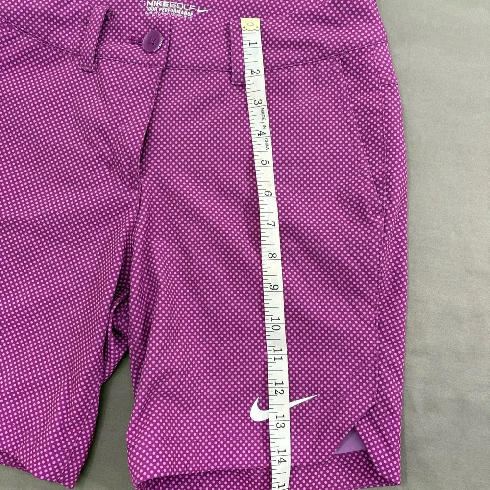 Nike Golf Tour Performance Womens Sz 0 Dri Fit Shorts Purple White Dot Print